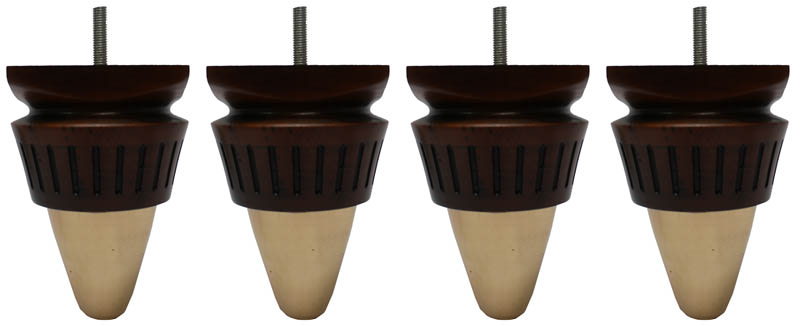 Tiril Furniture Legs - Antique Brown Finish - Brass Slipper Cups - Set of 4